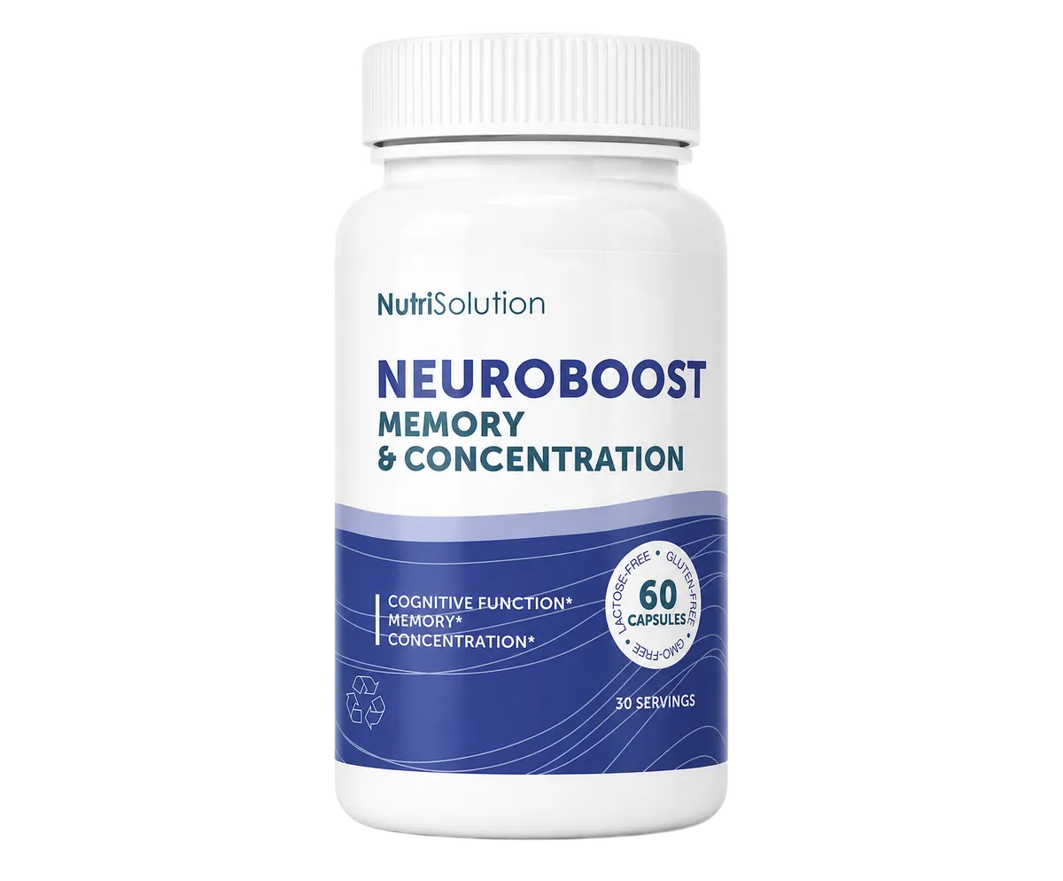 A bottle of NutriSolution Neuroboost Memory & Concentration, 60 capsules